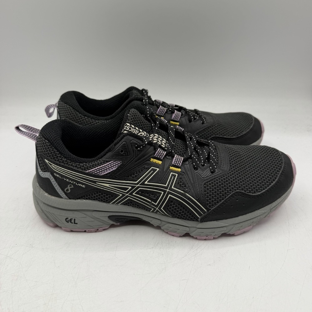 Asics Gel Venture 8 Running Shoes Womens Sz 7 Black Purple Sneakers 1012B230